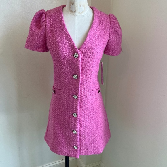 Aqua pink tweed dress, size XS, NWT - Picture 1 of 6
